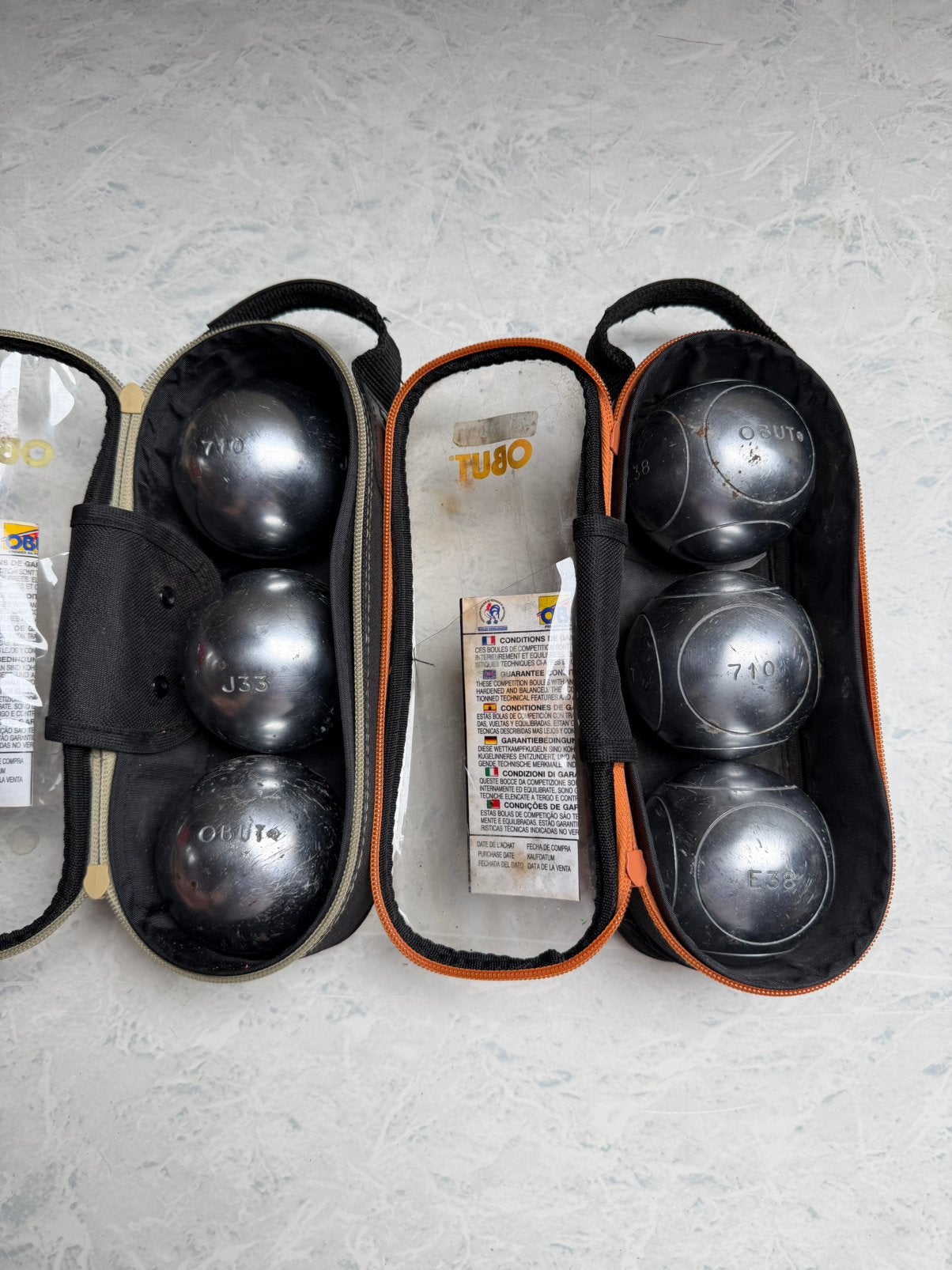 Twee sets Obut Petanqueballen, Verzenden, Gebruikt