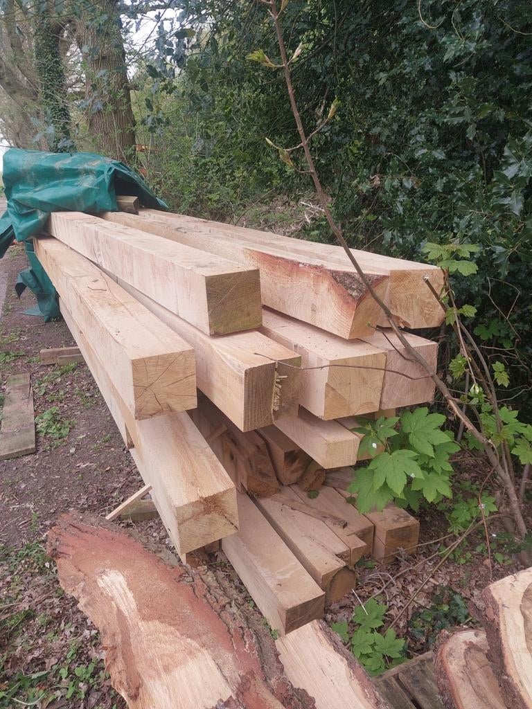 Eiken balken   20x20, Doe-het-zelf en Verbouw, Hout en Planken, Ophalen, Eiken, Balk, 50 mm of meer