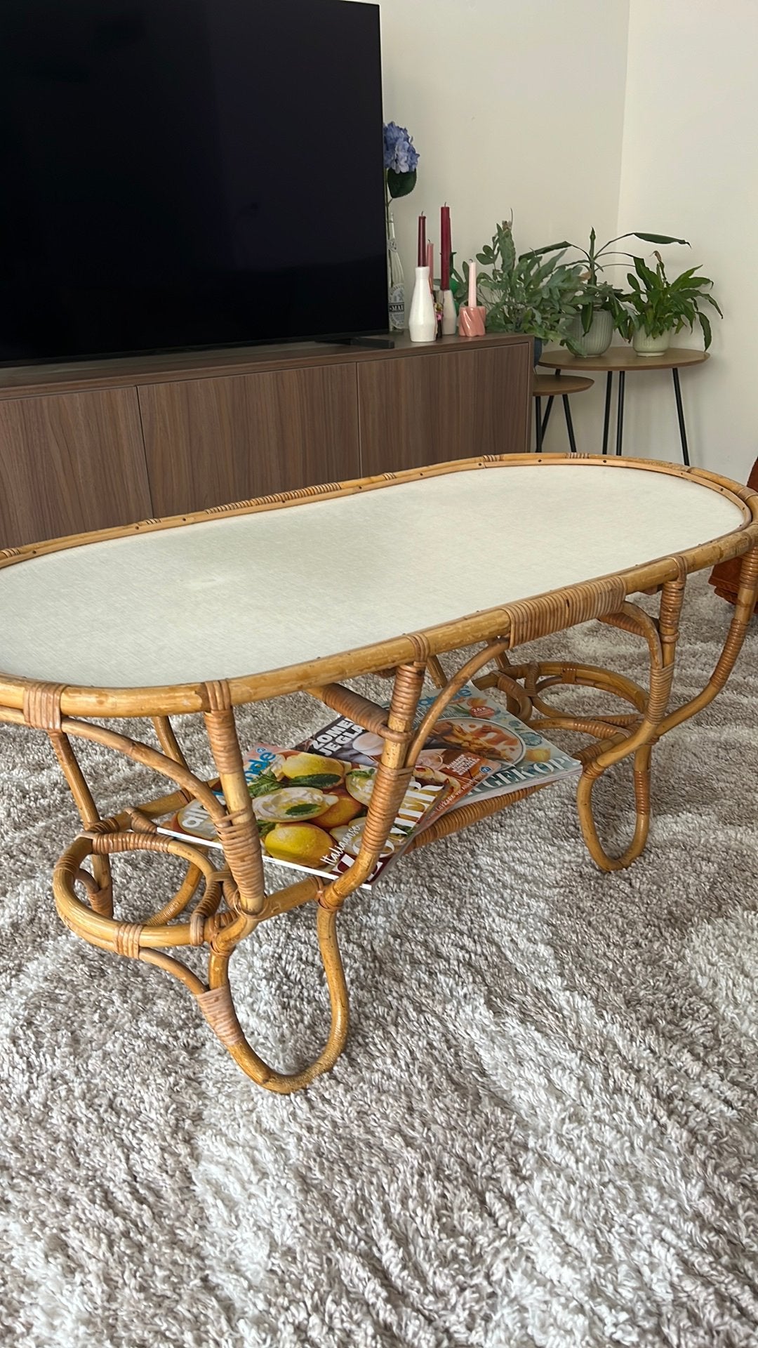 Rotan salontafel, Ophalen, Zo goed als nieuw, Rond, 50 tot 100 cm