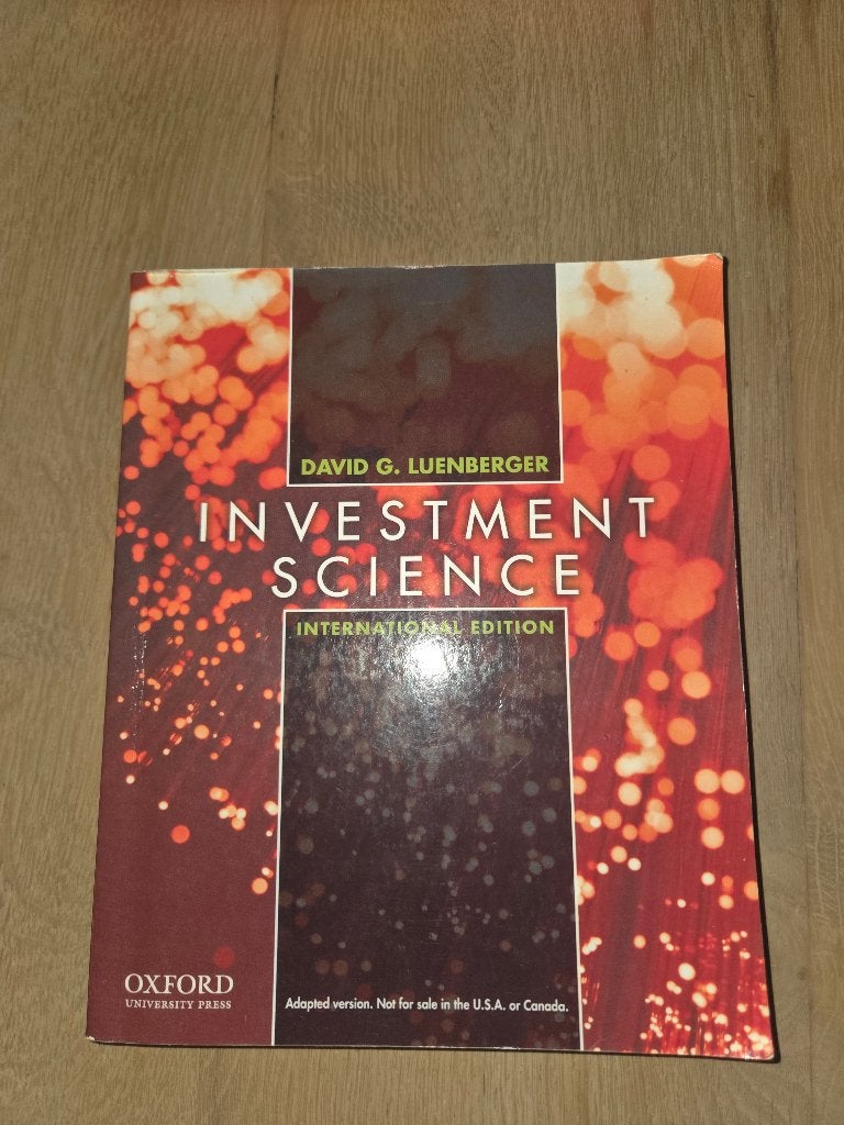 Investment Science – David G. Luenberger, Ophalen of Verzenden, Beta, Zo goed als nieuw, WO