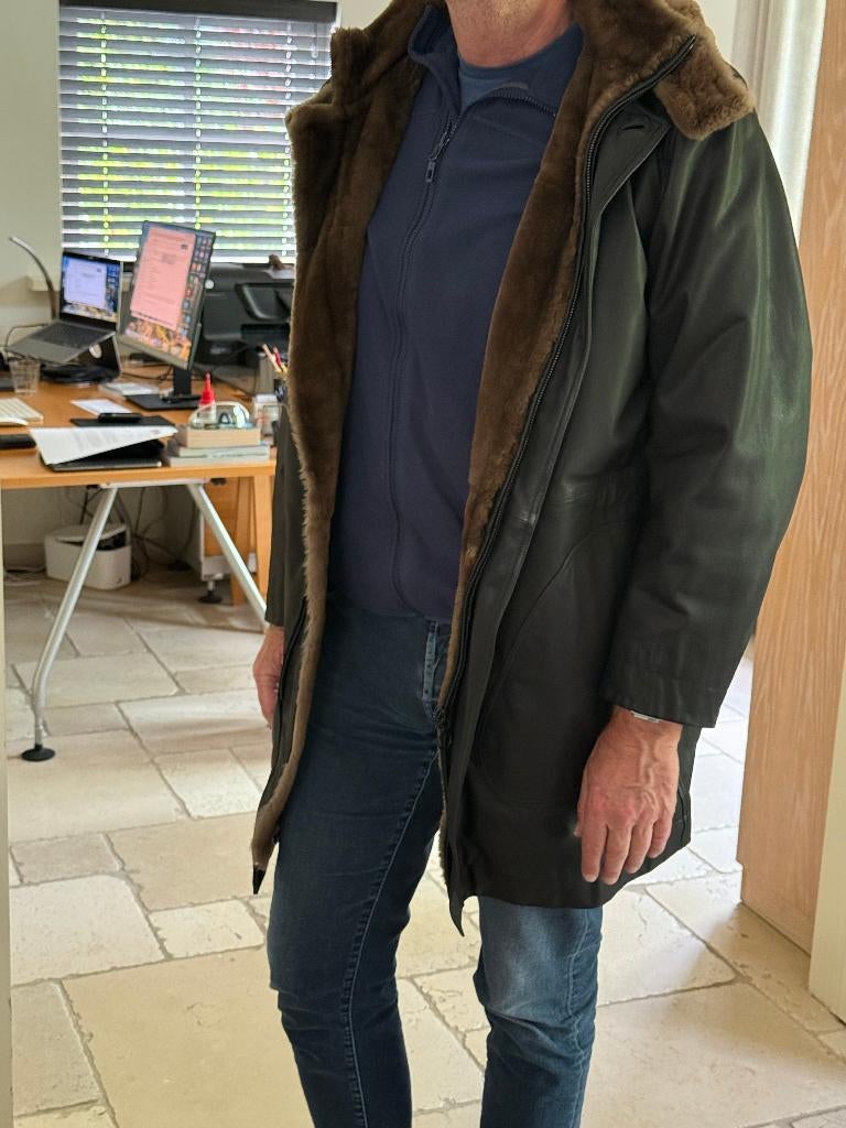 Seraphin luxe leren gevoerde jas maat XL52/54, Kleding | Heren, Ophalen, Bruin, Zo goed als nieuw, Maat 52/54 (L)