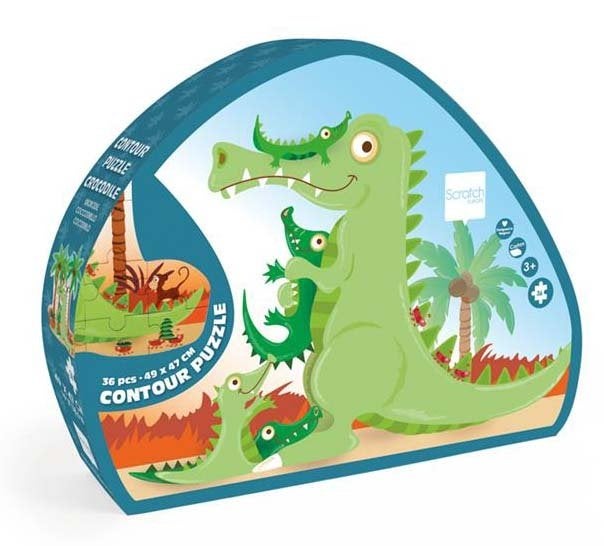 Kinderpuzzel Legpuzzel Contour Krokodil (36 st) Scratch, 2 tot 4 jaar, 10 tot 50 stukjes, Info@scratch-europe.com, Ophalen of Verzenden