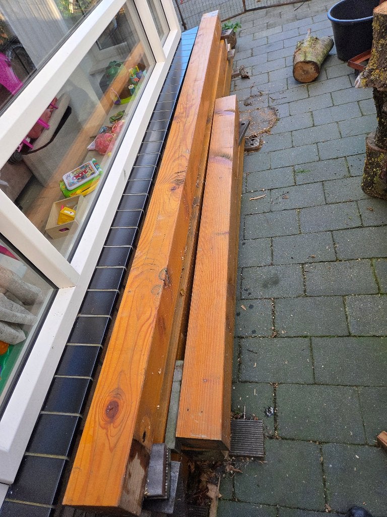 redwood houten balken, Tuin en Terras, Ophalen, Zo goed als nieuw, 250 cm of meer, Balken