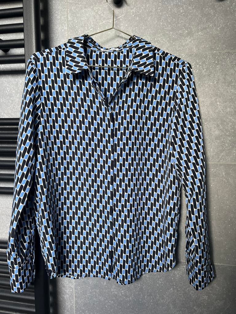Blauwe blouse met print - maat S - Opus, Ophalen of Verzenden, Zo goed als nieuw, Maat 36 (S), Blauw
