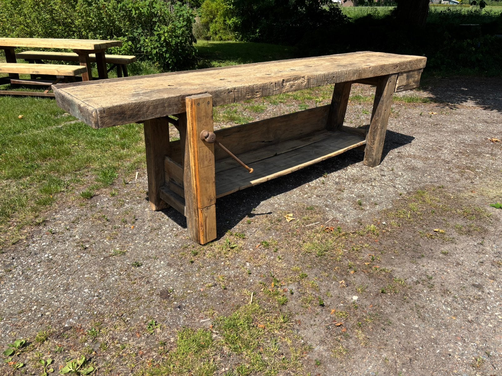 Timmermanswerkbank of industriële houten werkbank sidetable, Ophalen of Verzenden
