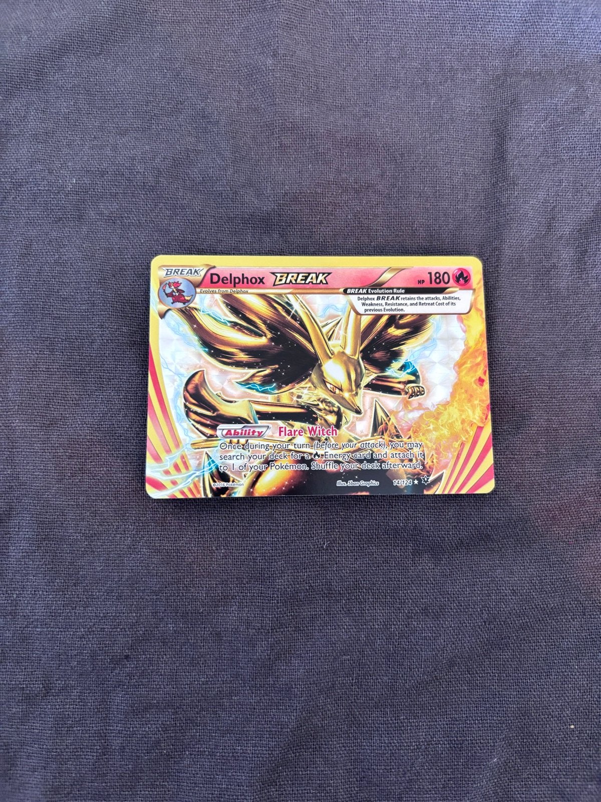 Pokémon Kaart: Delphox BREAK (XY BREAKpoint 2016), Ophalen of Verzenden, Zo goed als nieuw, Losse kaart