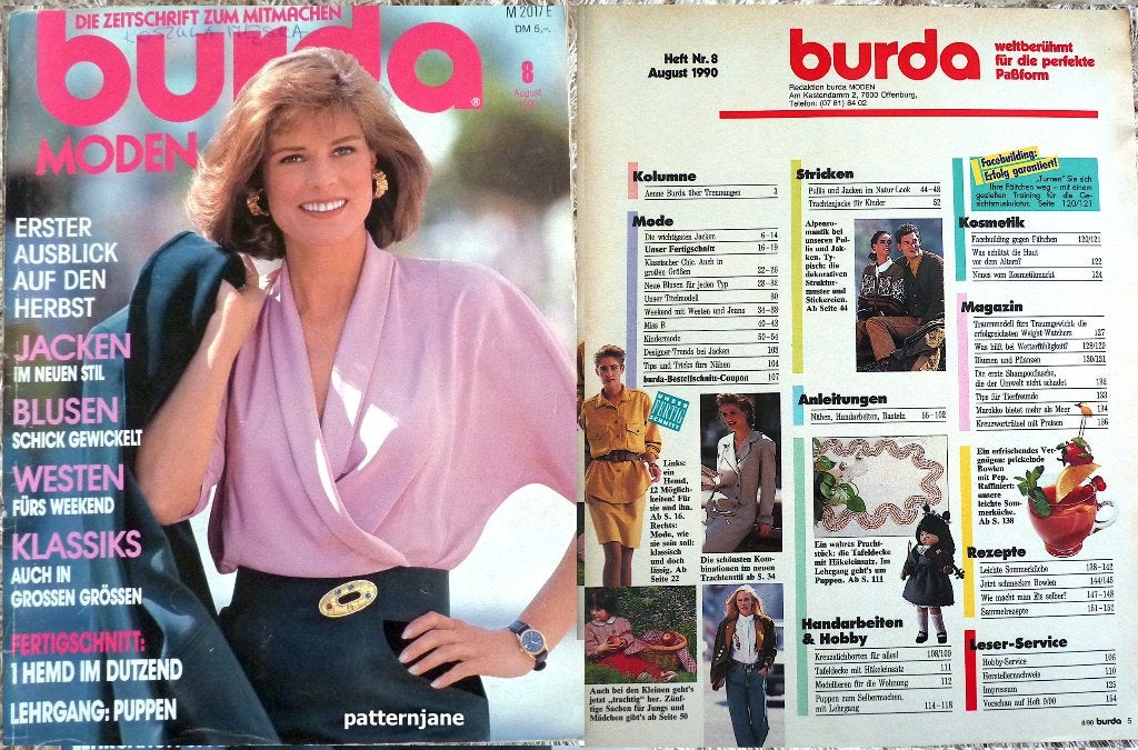 2 x BURDA  de nummer augustus van 1990 EN 1993 -  mooie mode, Overige typen, Verzenden, Vrouw, Burda