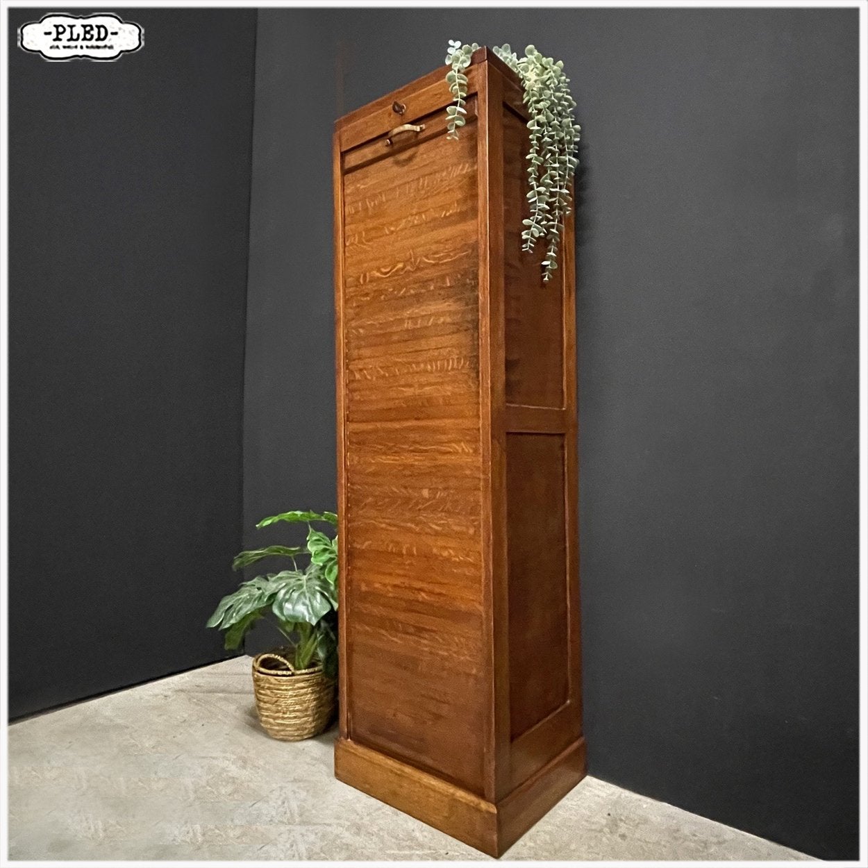 Oud roldeurkastje Kastje boekenkastje Kast Archiefkast, Ophalen, Minder dan 50 cm, Gebruikt, Vintage Officestijl
