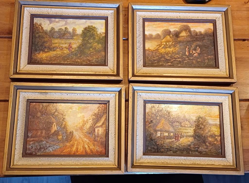 4 LEUKE KLASSIEKE GESIGNEERDE SCHILDERIJTJES, Antiek en Kunst, Kunst | Schilderijen | Klassiek, Ophalen of Verzenden