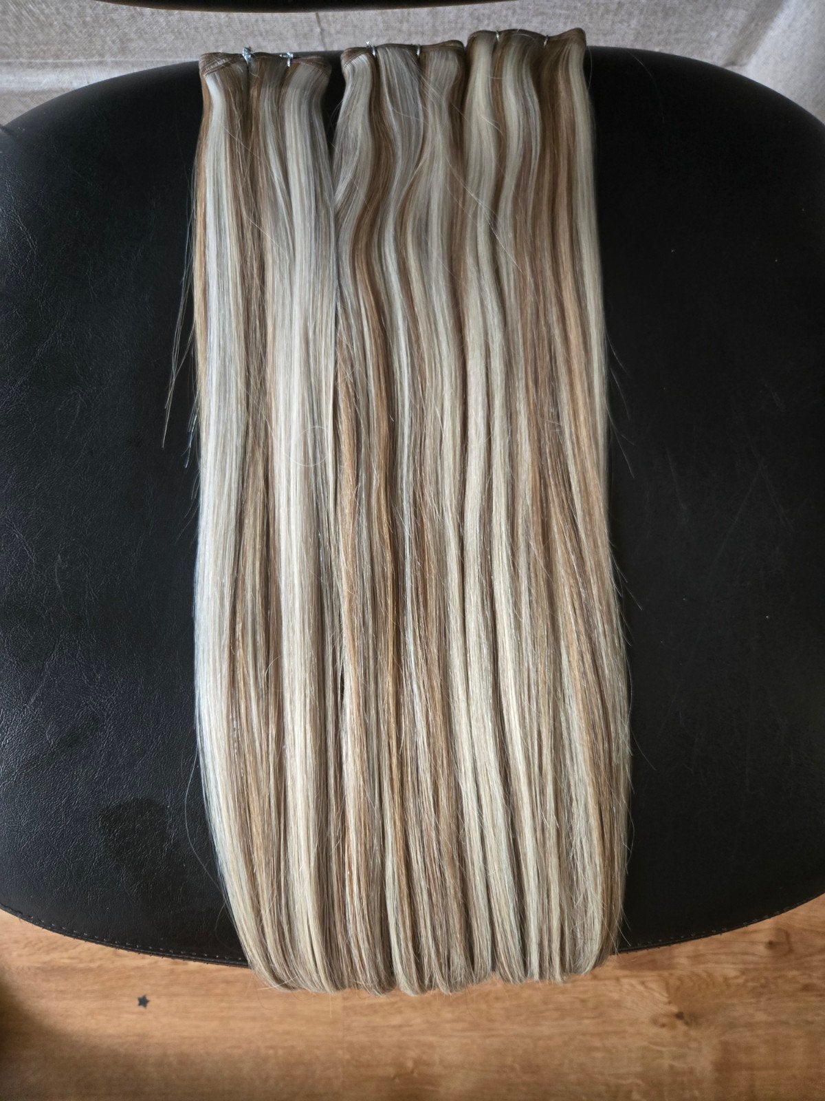 Haarverlenging - Blond/Bruin Highlights, Ophalen of Verzenden, Zo goed als nieuw, Pruik of Haarverlenging