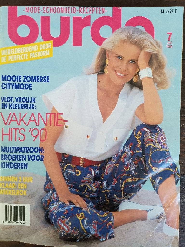 Burda juli 1990 met kleding voor heren, patronen, Ophalen of Verzenden, Zo goed als nieuw, Vrouw, Burda