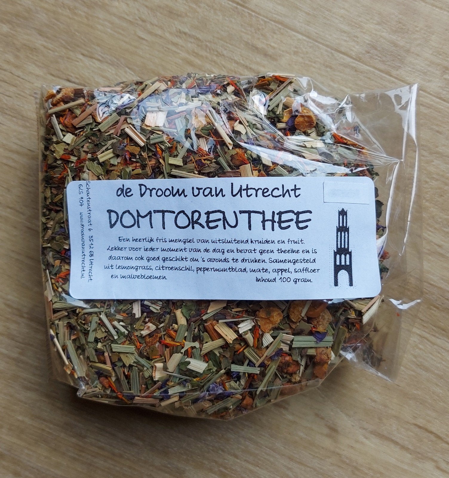 100 gram kruidenthee - de Droom van Utrecht: Domtorenthee, Ophalen
