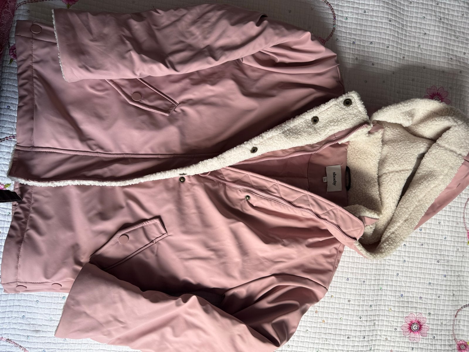 Z.g.a.n. lichtroze winterjas Shoeby, mt 134/140, Kinderen en Baby's, Kinderkleding | Maat 134, Ophalen of Verzenden, Zo goed als nieuw