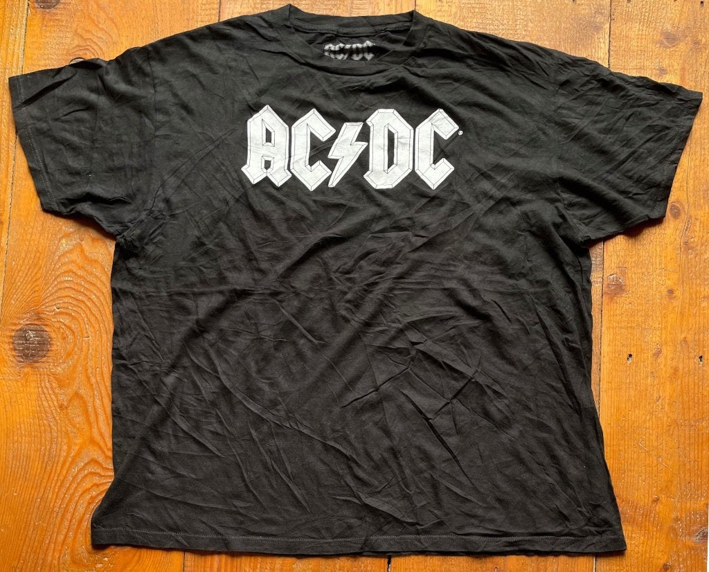 AC/DC Vintage Style Logo T-Shirt – Zwart – XL – A-108, Verzenden, Zwart, Maat 56/58 (XL), Onbekend