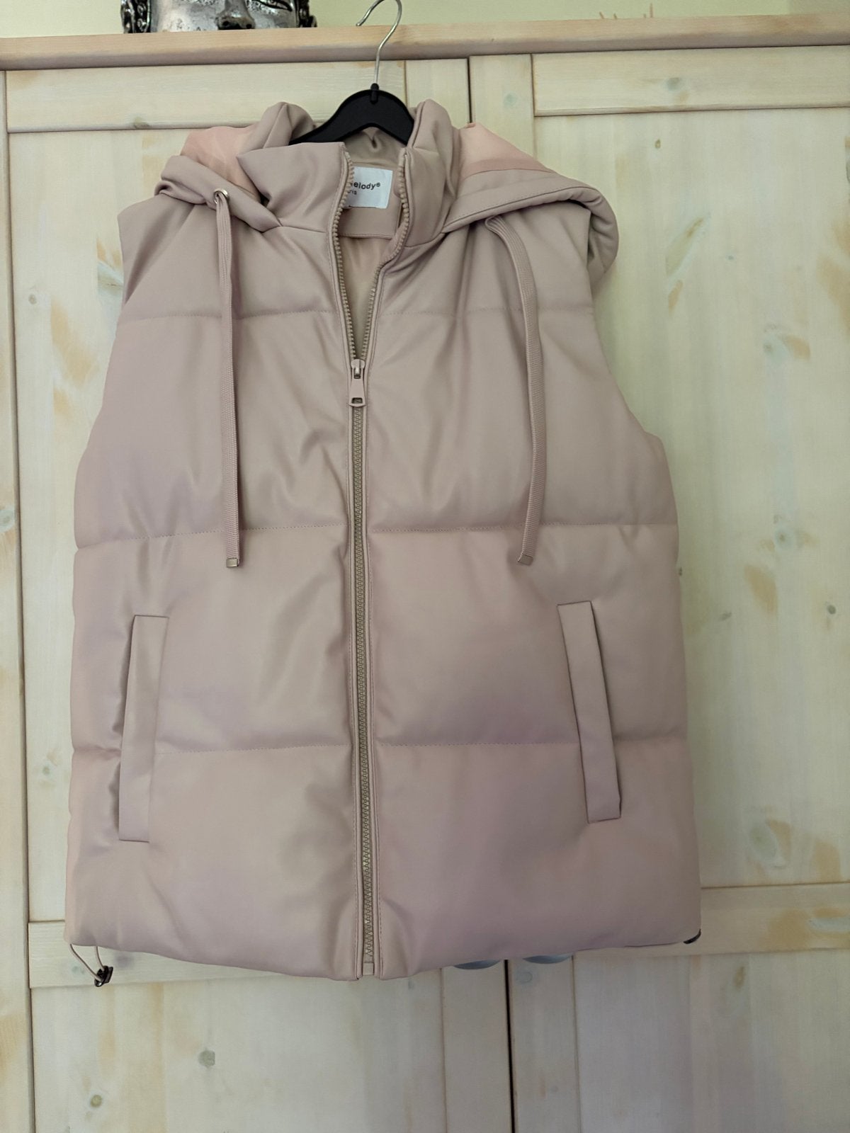 Melya Melody Kunstleren Bodywarmer met Capuchon, Ophalen of Verzenden, Nieuw, Maat 46/48 (XL) of groter, Beige