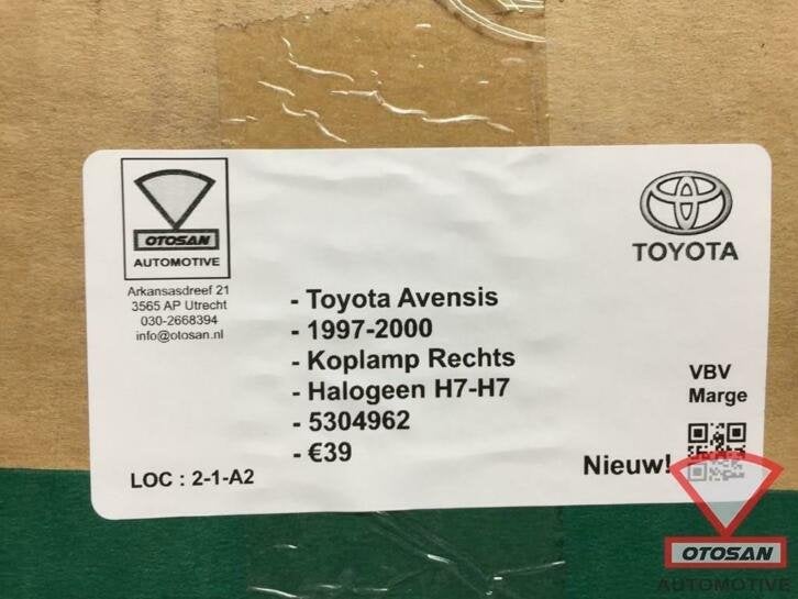 toyota avensis 1997 2000 koplamp rechts h7 h7 halogeen nieuw, Auto-onderdelen, Info@toyota.co.jp, Nieuw, Toyota Motor Corporation