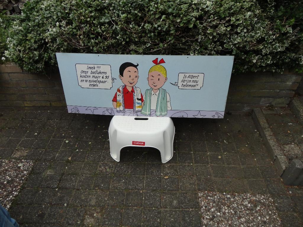 suske en wiske, winkelplaat, onze badkamer..., 40/100 cm, Verzamelen, Ophalen, Suske en Wiske, Gebruikt, Gebruiksvoorwerp