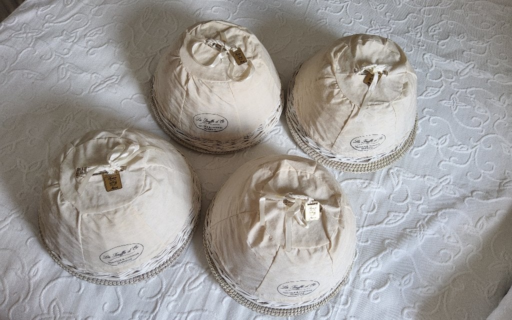 4 stuks Riviëra ratan cloches met stoffen bekleding, Ophalen, Natuurlijk materiaal, Wit, Riviera Maison
