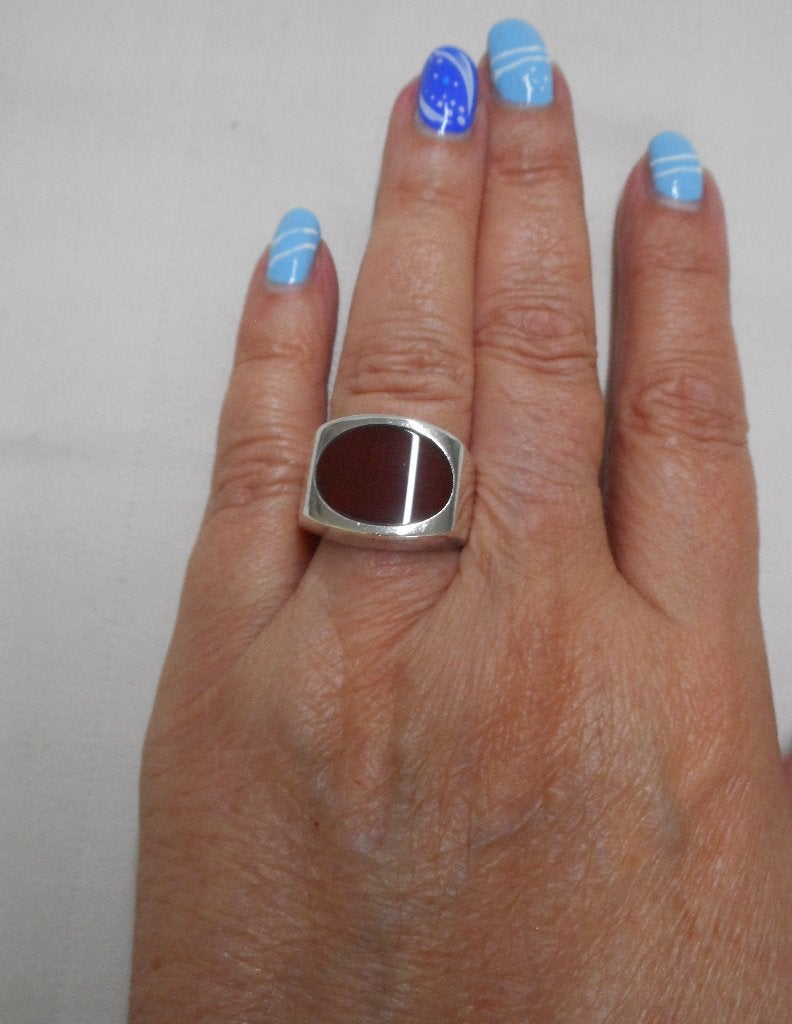 Zilveren vintage ring met carneool maat 18.5 nr.401