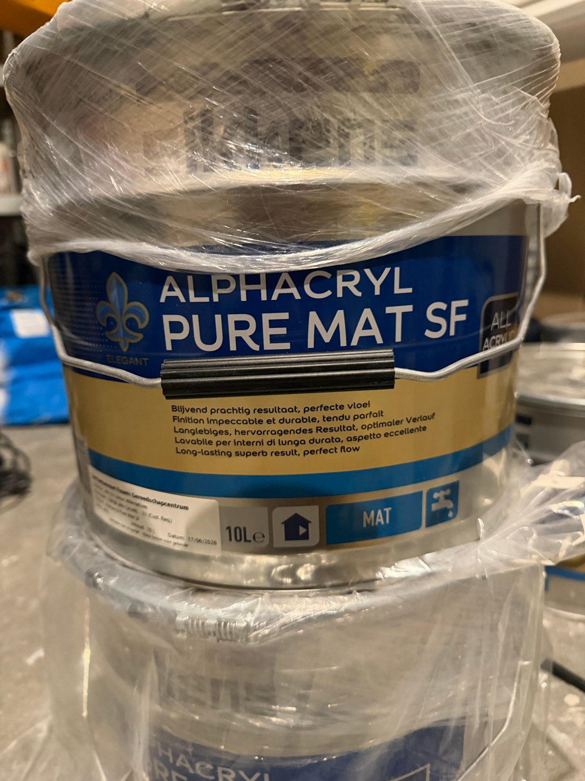 2x 10L Sikkens Alphacryl Pure Mat SF Little Greene + extra, Ophalen, Overige kleuren, Nieuw, Verf