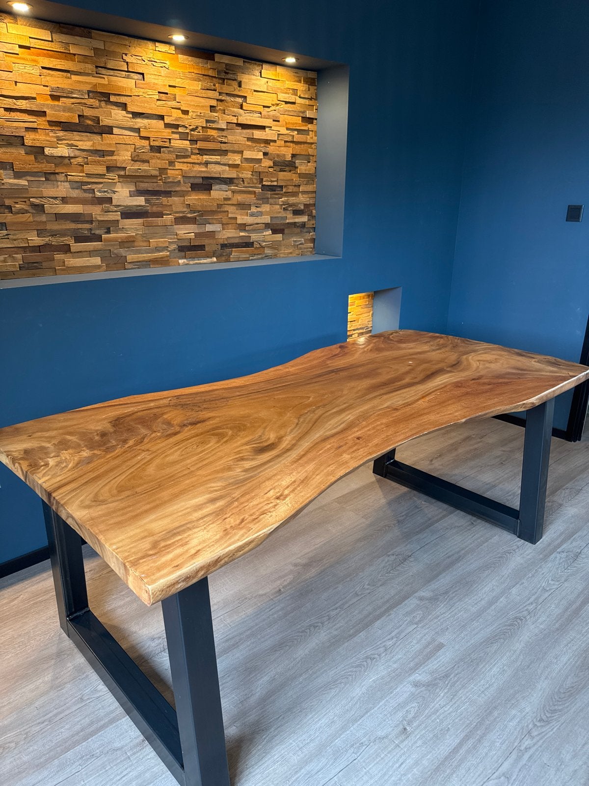 Massief Suar Houten Tafel - 200x98 cm, Huis en Inrichting, Tafels | Eettafels, Ophalen, Gebruikt, 50 tot 100 cm, 150 tot 200 cm