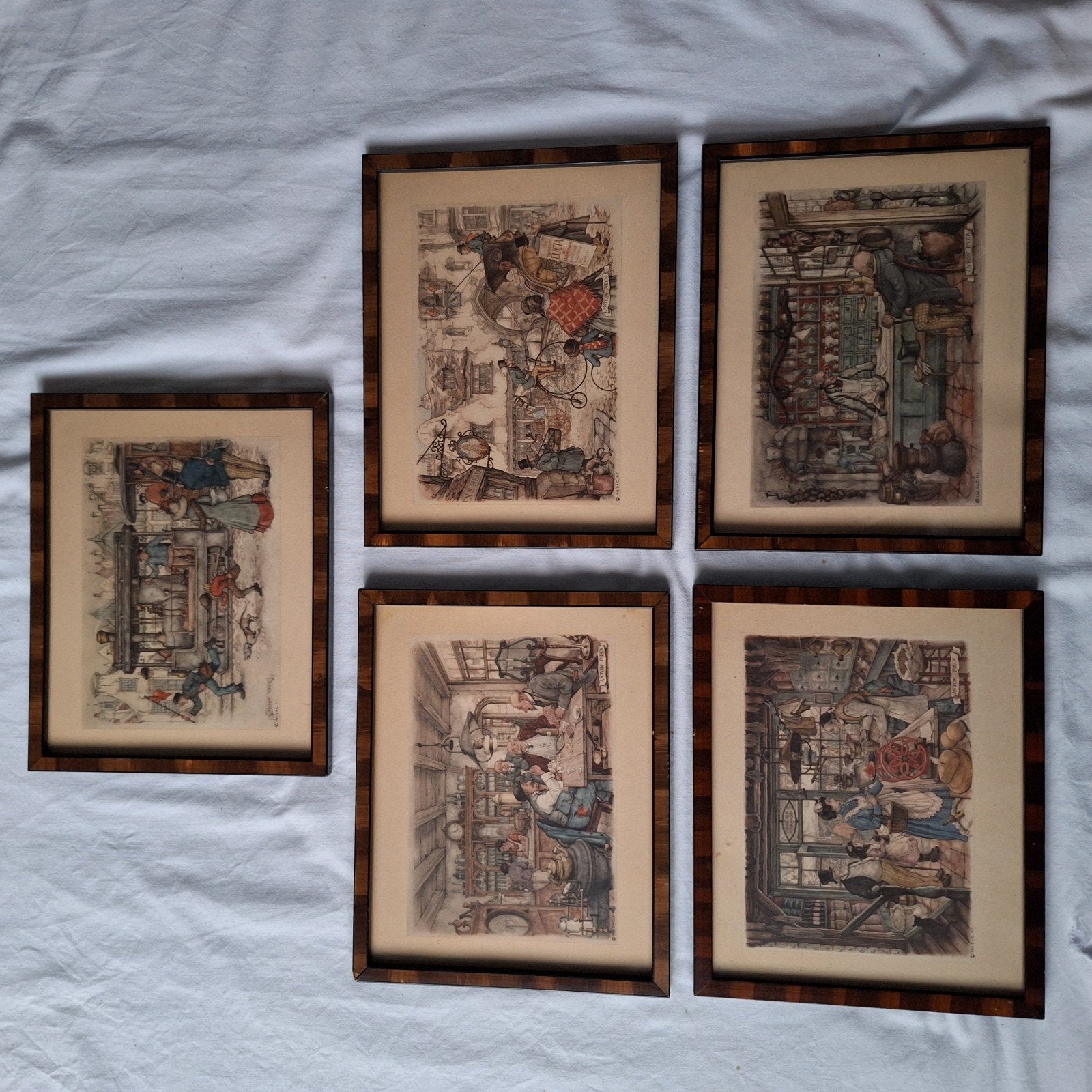 Set van 5 ingelijste prenten van Anton Piek, Antiek en Kunst, Ophalen of Verzenden