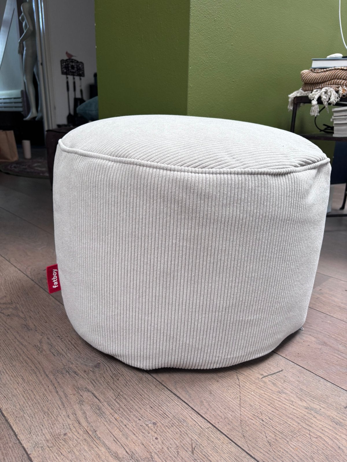 Fatboy point cord Poef van ribstof grijs 50x50x35 cm, ., ., Rond, Nieuw