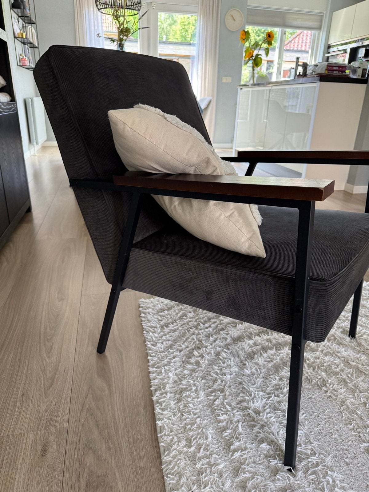 Feautuil Sally ribstof - Zo goed als nieuw, Huis en Inrichting, Fauteuils, Ophalen, 75 tot 100 cm, Zo goed als nieuw, 50 tot 75 cm