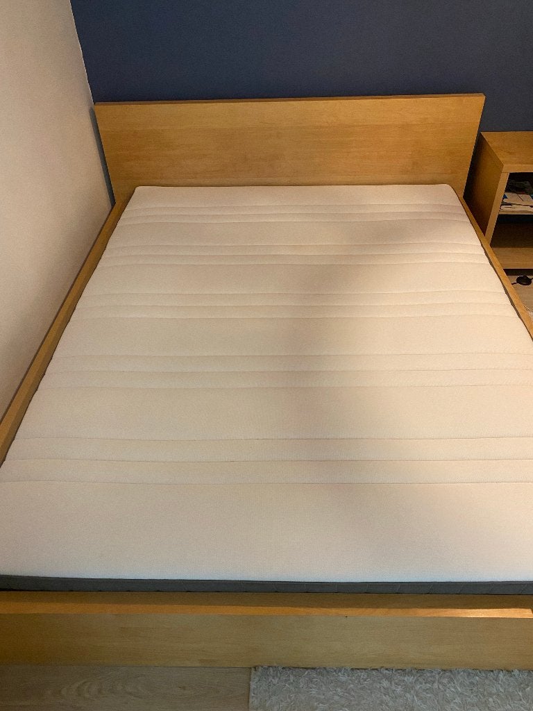 Bed voor 160x200 matras, Ophalen, Gebruikt, Bruin, Tweepersoons