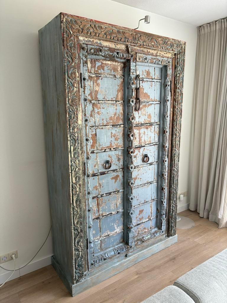 Unieke Antieke Indiase Kast - Handgesneden Hout, Antiek en Kunst, Antiek | Meubels | Kasten, Ophalen
