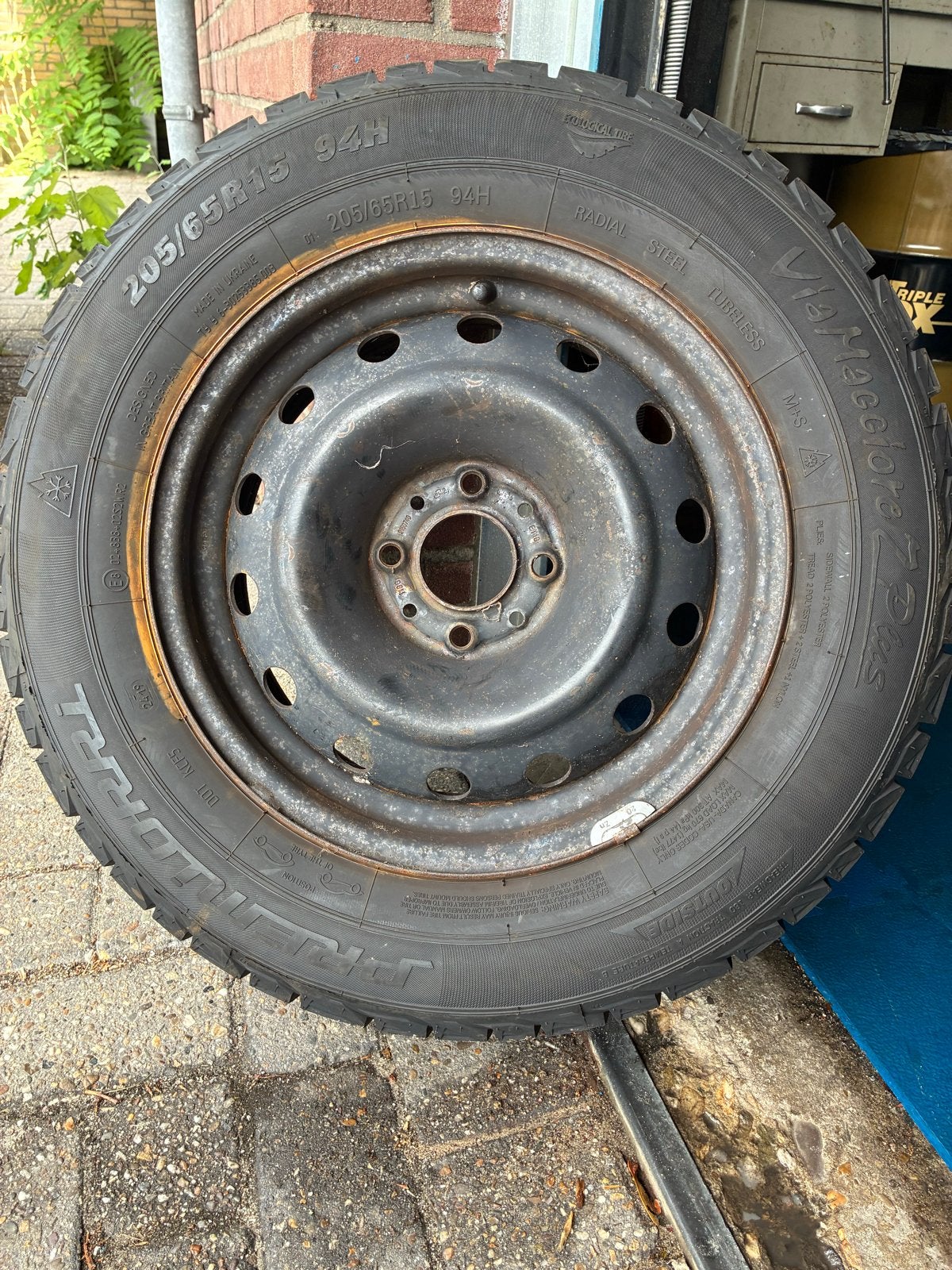 4 x Winterband op stalen velg - 205/65R15 94H, Auto-onderdelen, Banden en Velgen, Ophalen, Gebruikt, 15 inch, Banden en Velgen