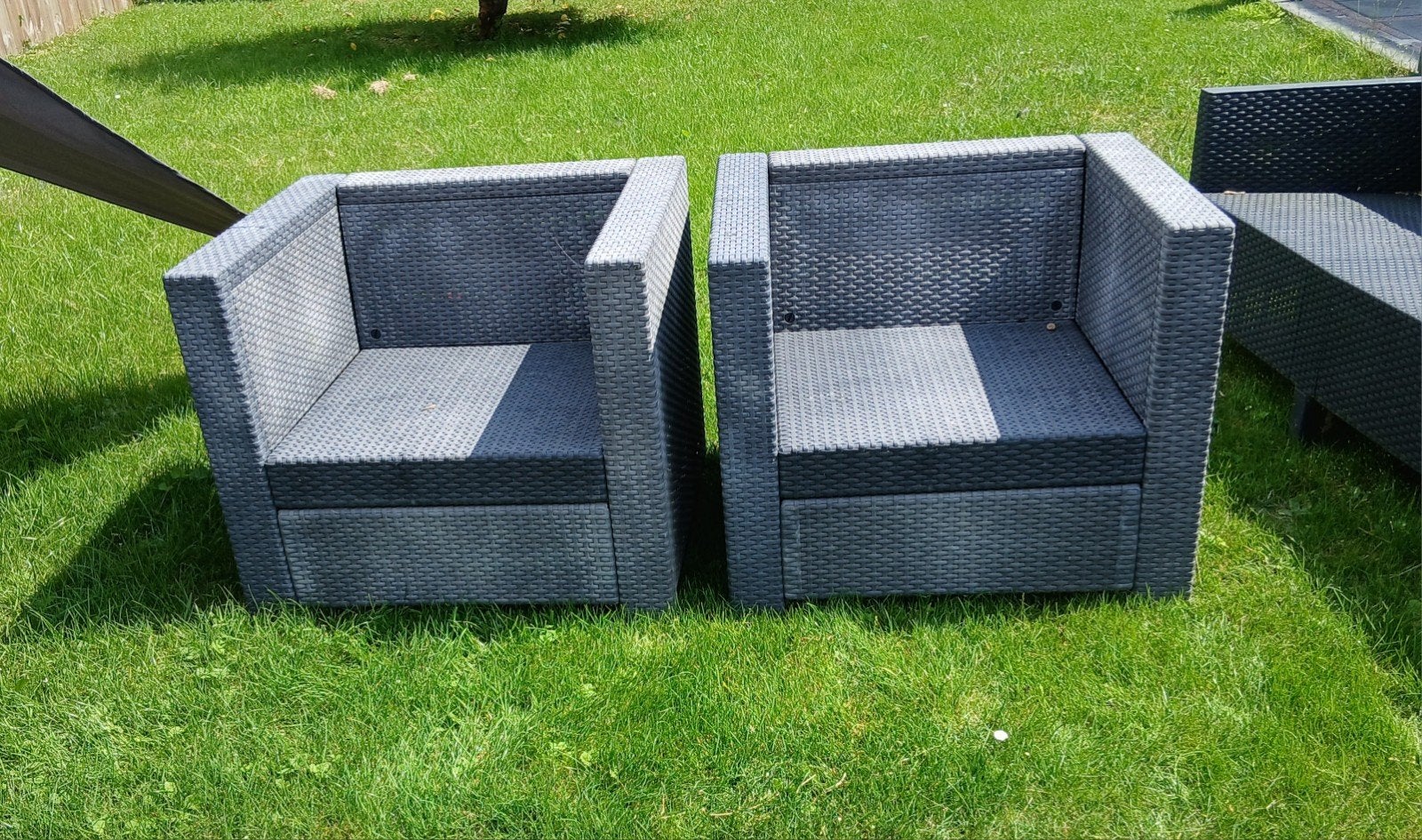 2 Rotan loungestoelen, tuinstoelen gratis, Ophalen, Gebruikt, 2 zitplaatsen