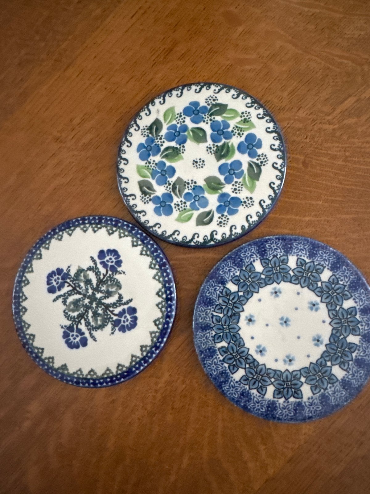 Set van 3 handgemaakte Poolse  onderzetters bunzlau, Steen/keramiek, Glasonderzetter, Handgemaakt, Ophalen of Verzenden