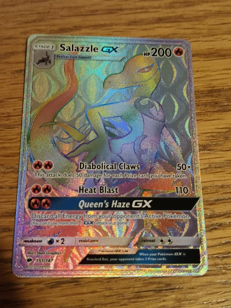 Salazzle GX 151/147 burning shadows, Ophalen of Verzenden, Zo goed als nieuw, Losse kaart, Foil