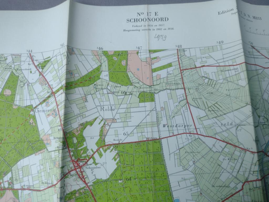17 E Schoonoord Borger Orvelte De Kiel Plattegrond 1959, Antiek en Kunst, Ophalen of Verzenden