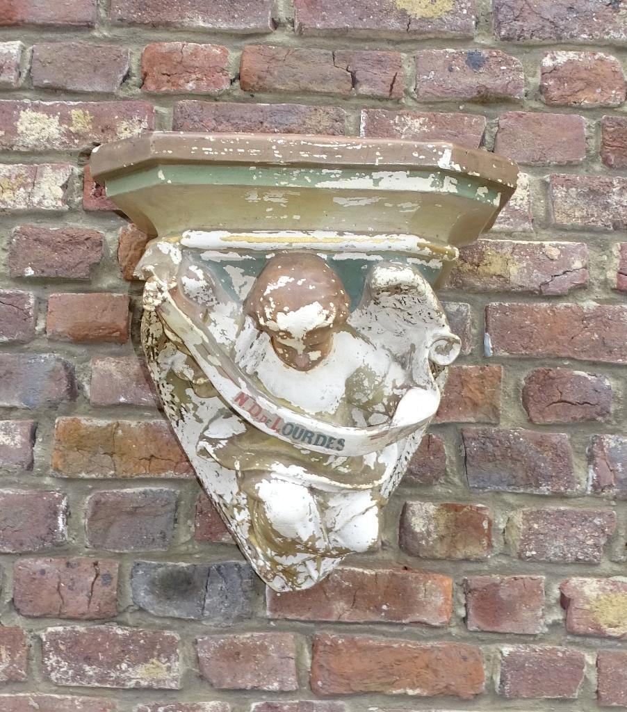 oude gipsen console uit kerk engel, Antiek en Kunst, Curiosa en Brocante, Ophalen