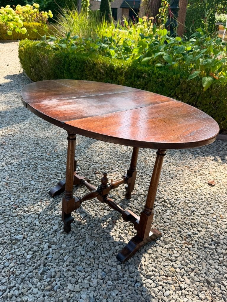 Prachtig vintage oud bijzettafel, inklapbaar, eik, Ophalen of Verzenden
