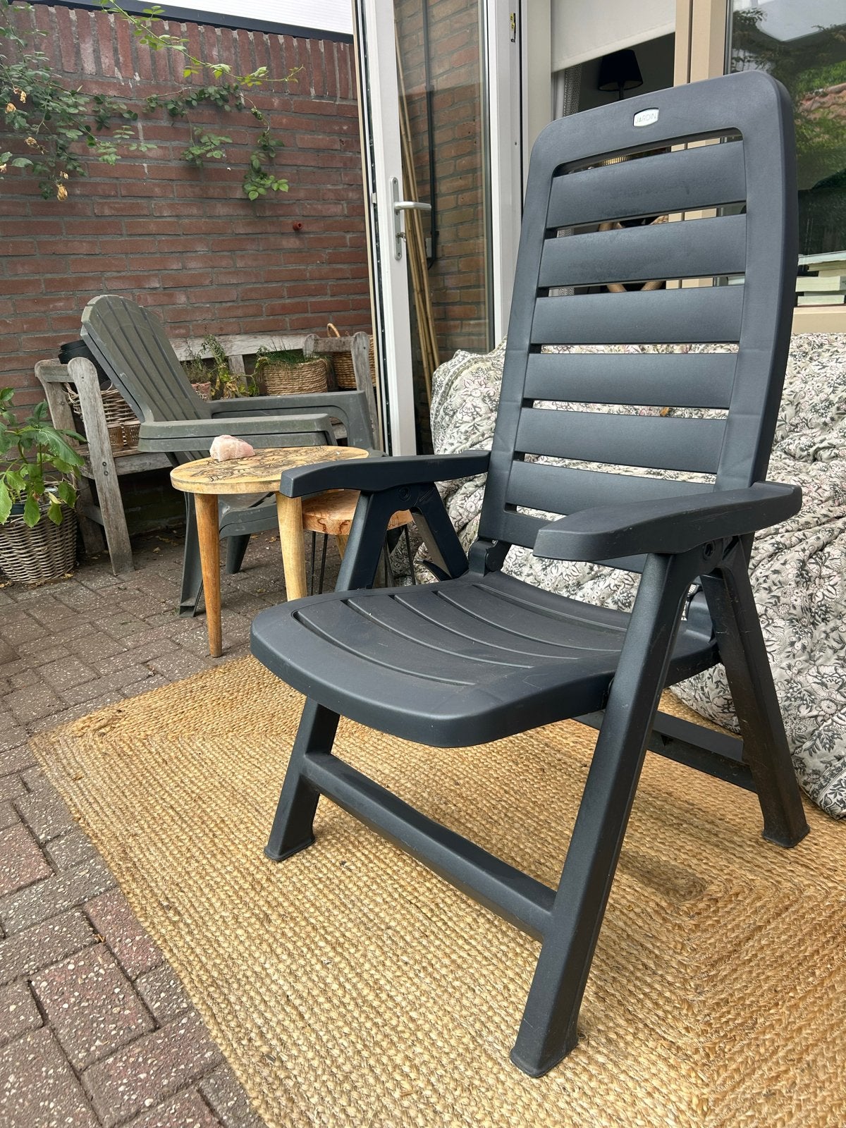 4 Blauwe Jardin tuinstoelen, Tuin en Terras, Tuinstoelen, Ophalen, Gebruikt, Kunststof, Verstelbaar