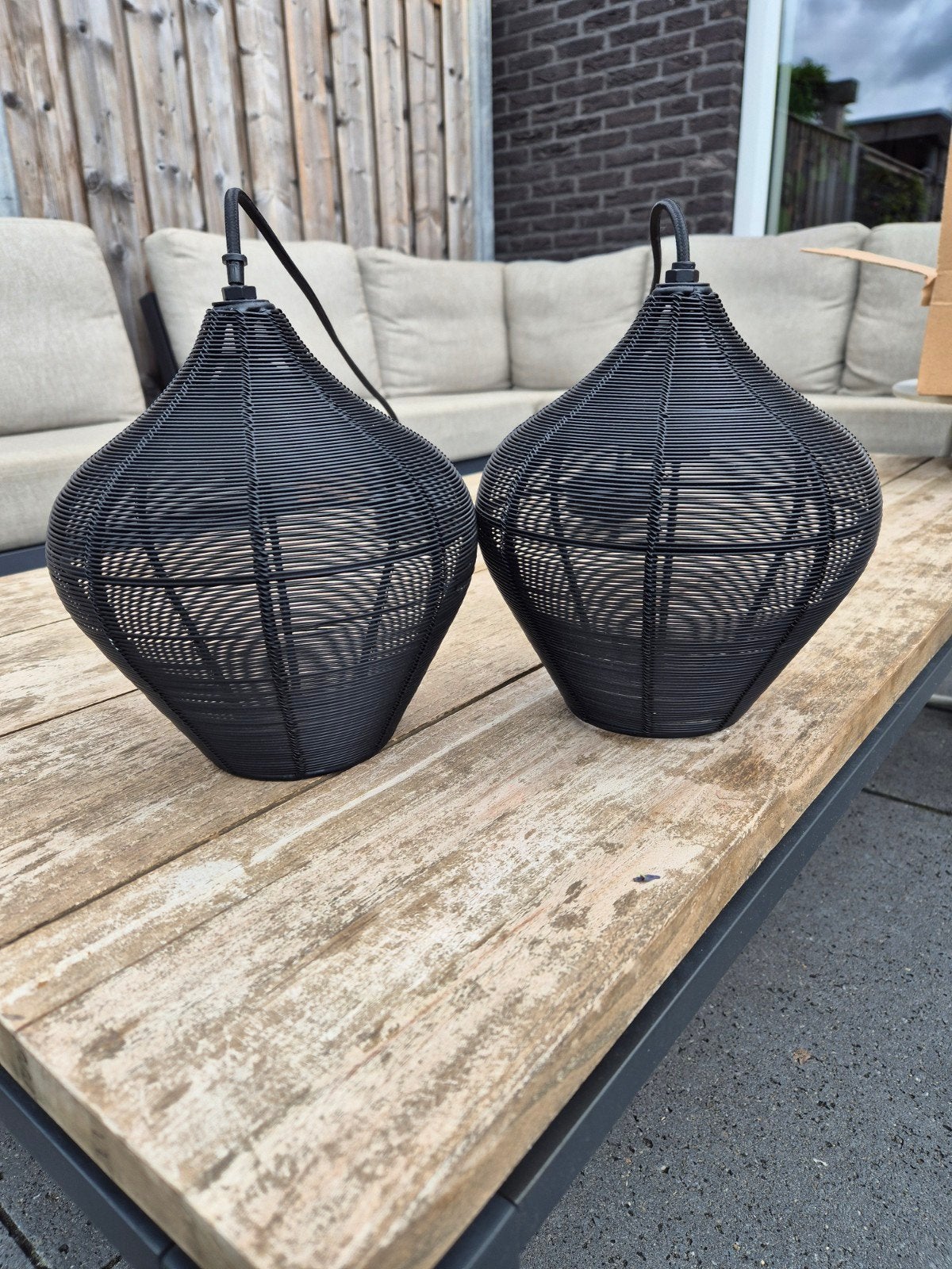 2x hanglamp bolvormig, Huis en Inrichting, Ophalen of Verzenden, Zo goed als nieuw, Minder dan 50 cm