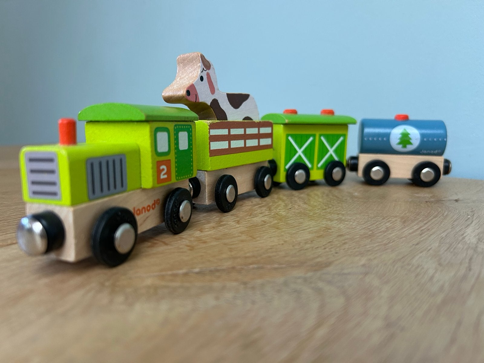 Janod - Story Farm Trein - Houten Speelgoed Trein, Kinderen en Baby's, Speelgoed | Houten speelgoed, Ophalen of Verzenden, Zo goed als nieuw