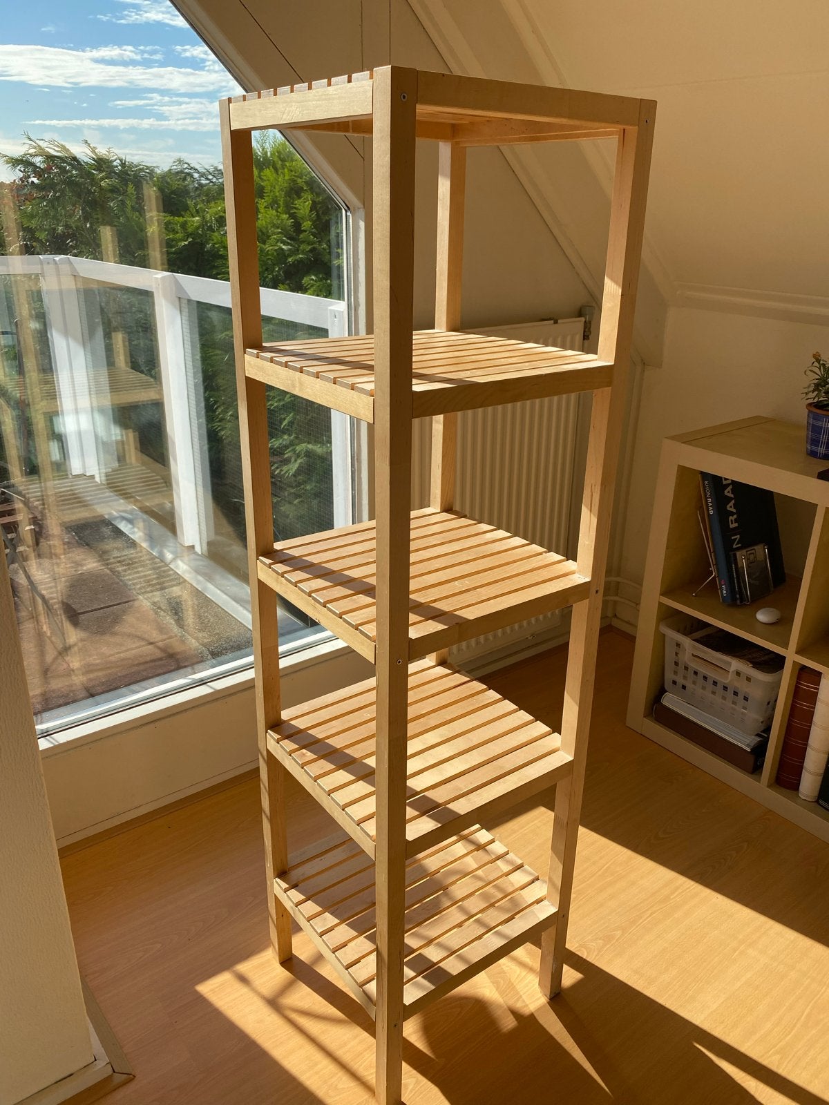 Houten badkamerrek / opbergrek met 5 planken, Ophalen, Gebruikt
