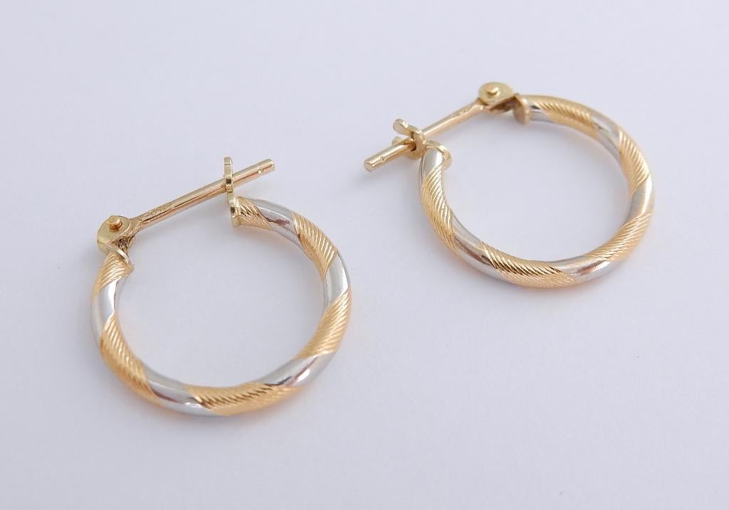Kleine 18 karaat Gouden Bicolor Creool Oorbellen Oorringen, Jw, Verzenden, Nieuw, Info@juwelenwereld.nl