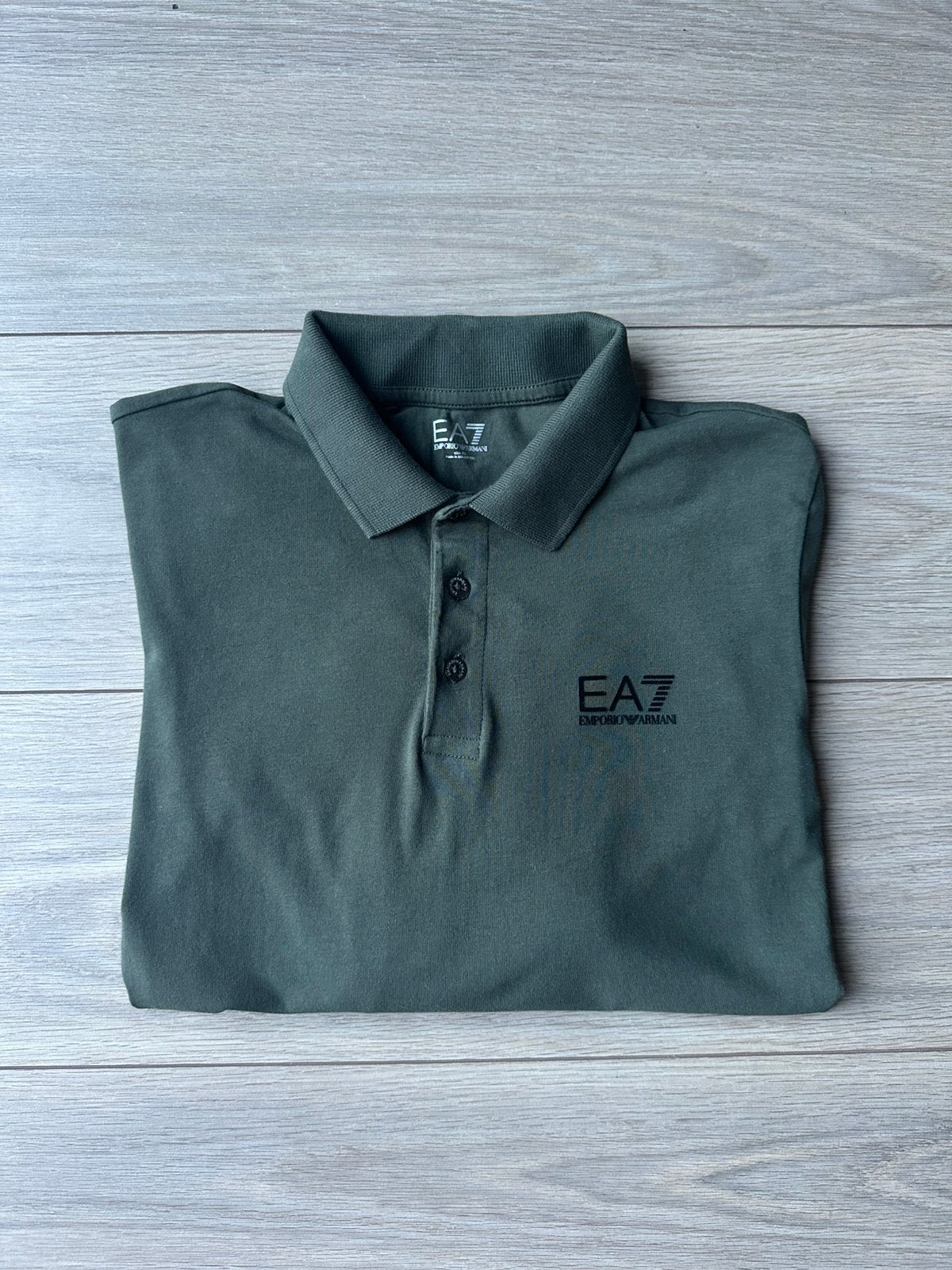 EA7 Armani Heren Poloshirt Lange Mouw -  XS - Donkergroen, Kleding | Heren, Ophalen of Verzenden, Zo goed als nieuw, Maat 46 (S) of kleiner