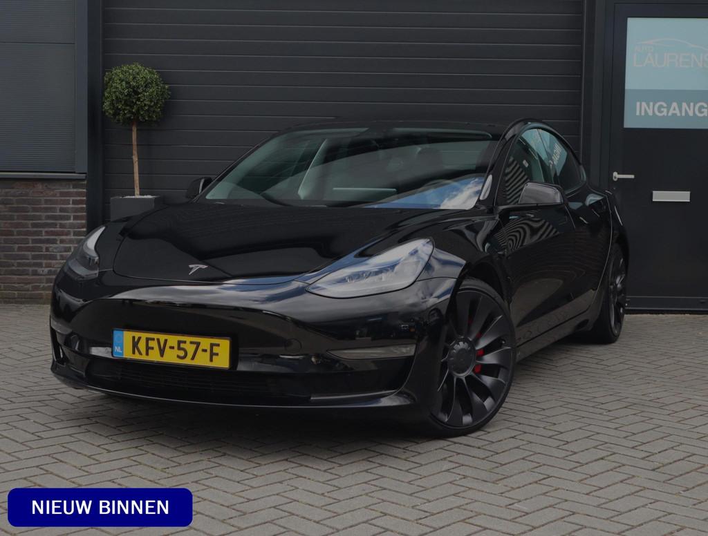 Tesla Model 3 Long Range AWD 75 kWh | 87.6% SOH | Pano | Stu, Auto's, Tesla, Automaat, Stof, Gebruikt, Zwart