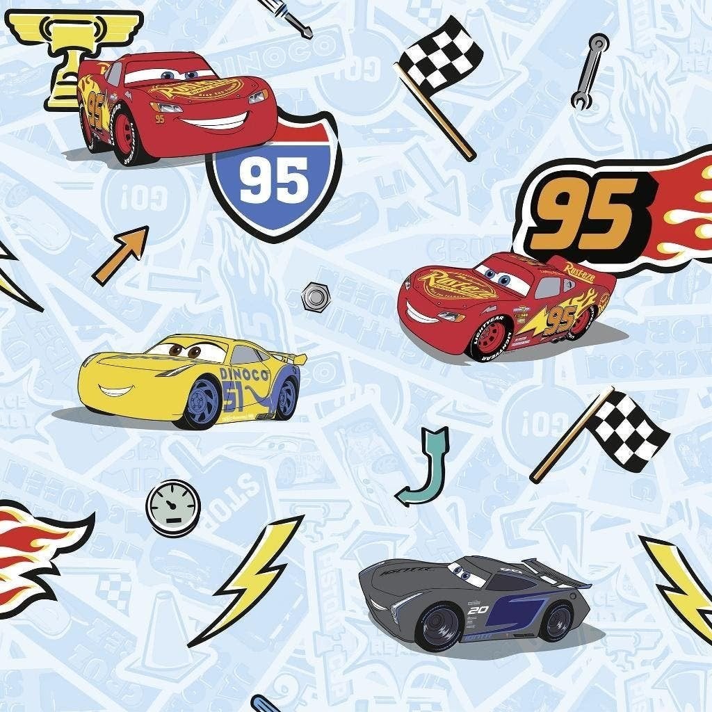 Disney Cars Vlies Behangrol - 1005x53 cm - Let's Race, Disney Cars, Meerkleurig, Verzenden, Nieuw