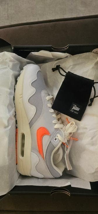Nike x Patta wave Air Max 1 white / hyper crimson, Kleding | Heren, Schoenen, Wit, Nike, Nieuw, Ophalen of Verzenden