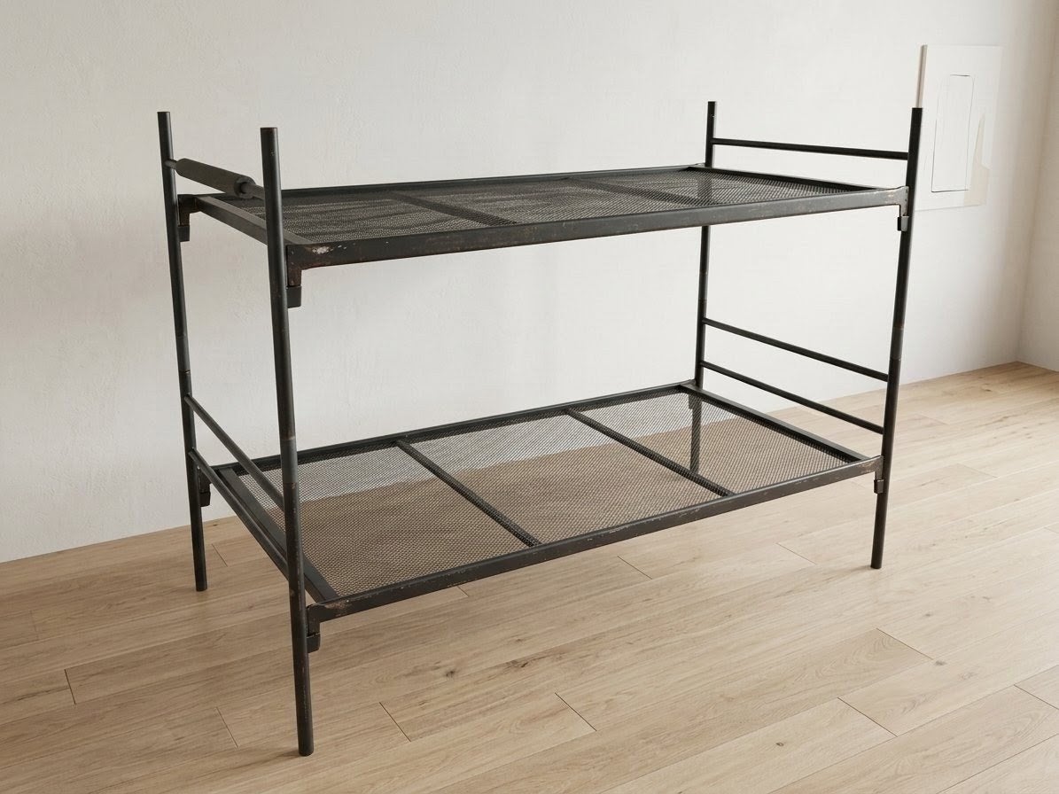 Demontabel stalen stapelbed / 2x eenpersoonsbed (90x200), Ophalen, Gebruikt, 90 cm, Eenpersoons