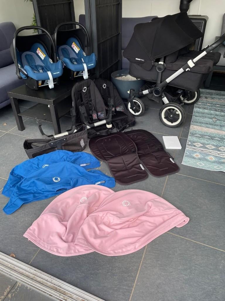 bugaboo donkey2 (2017) duo/twin met heel veel extra's!!, Ophalen, Bugaboo, Zo goed als nieuw, Combiwagen