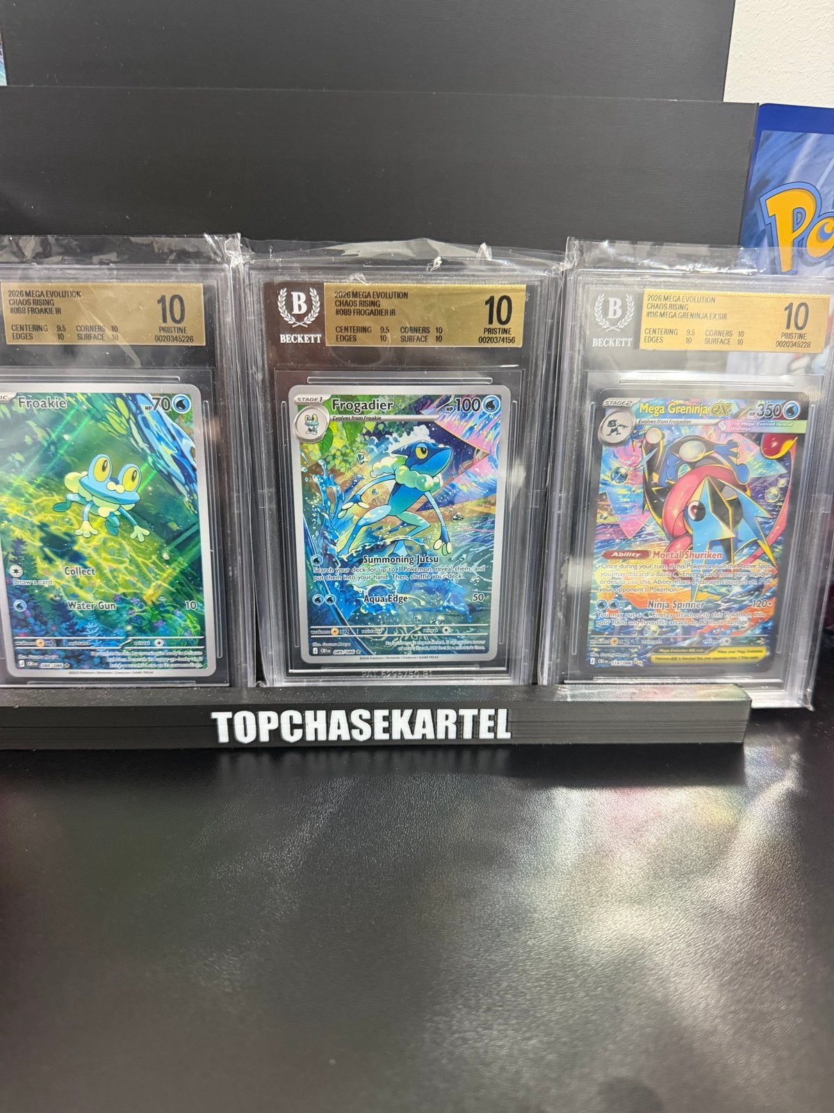 BGS 10( pop1 )sequential : Froakie Frogadier Mega Greninja, Ophalen of Verzenden, Zo goed als nieuw, Meerdere kaarten