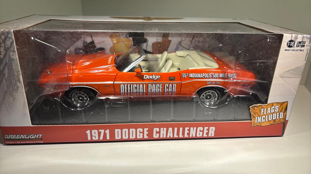 Dodge challenger pace car 1971 Greenlight 1.18, Overige merken, Ophalen of Verzenden, A, A